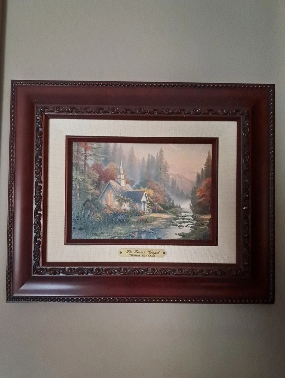 Vintage Thomas Kinkade The Forest Chapel Gilded Framed Lithograph Painting W/COA